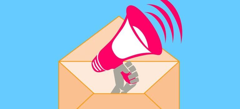 Speaker coming out of an email - call your target audience to action!