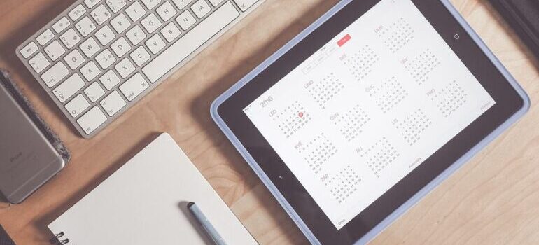 Calendar on apple device.