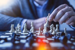 Person playing chess.