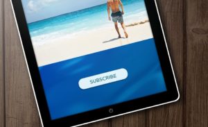 Subscribe call to action on tablet.