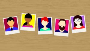 Five pictures of different online avatars.