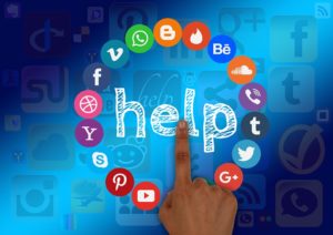 Social media icons.