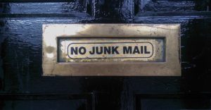 No Junk Mail sign on door.