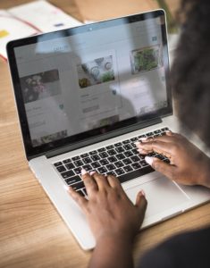 Person making an online purchase.