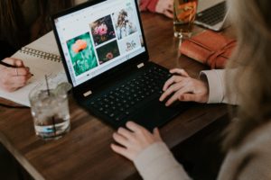 typing on a laptop