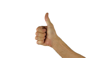 a hand showing the thumb up