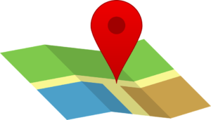 a red marker on a map