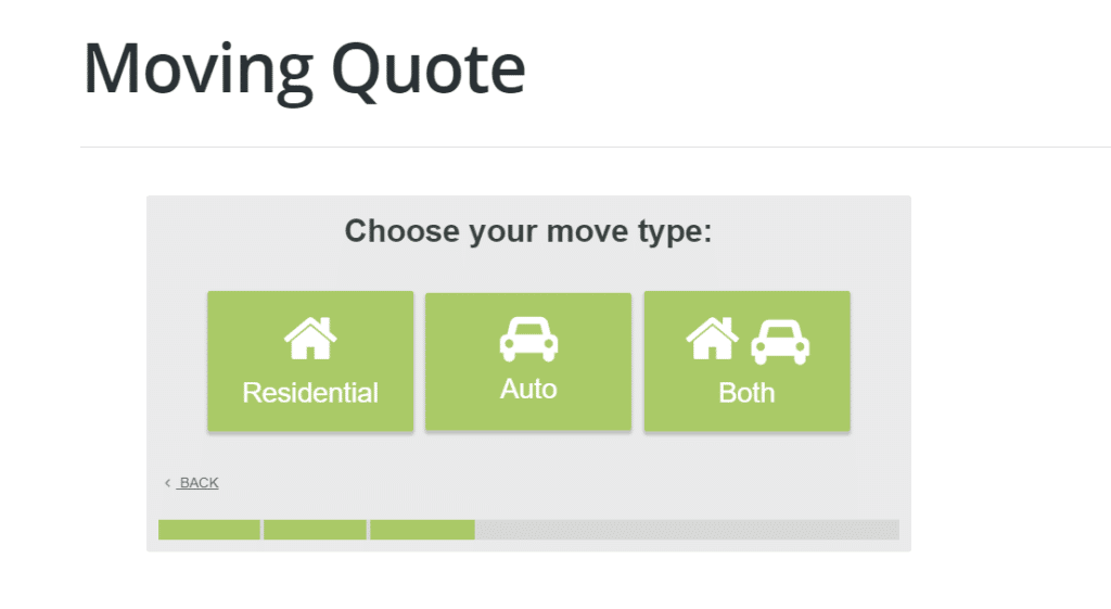 International Van Lines form - 3rd step
