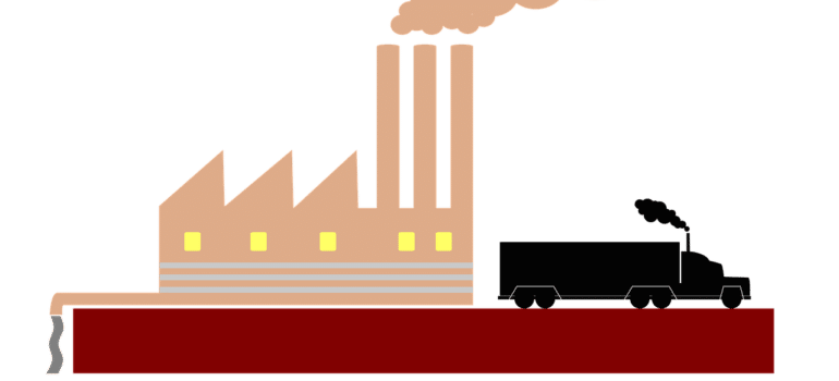 Truck next to a plant