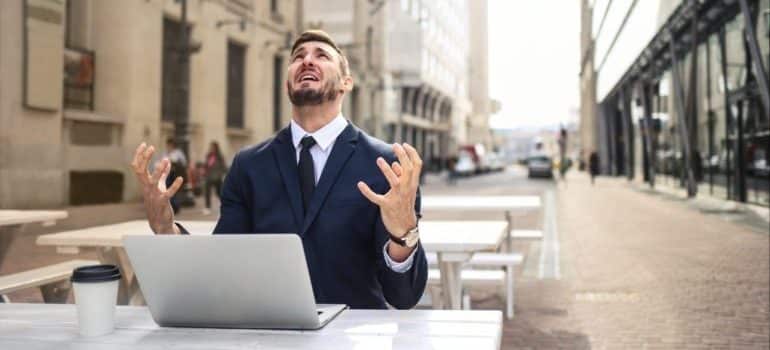 Frustrated man in a suit