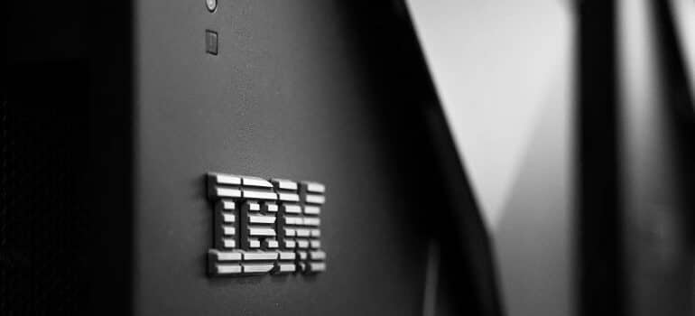 The IBM logo on a building.