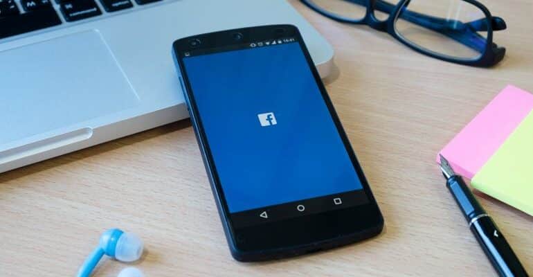 Facebook screen on mobile phone.