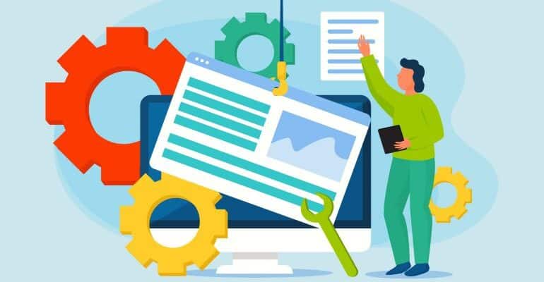 Team of developers working on building a website.