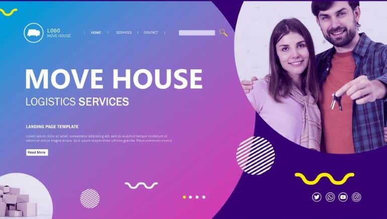 Template for a moving website landing page