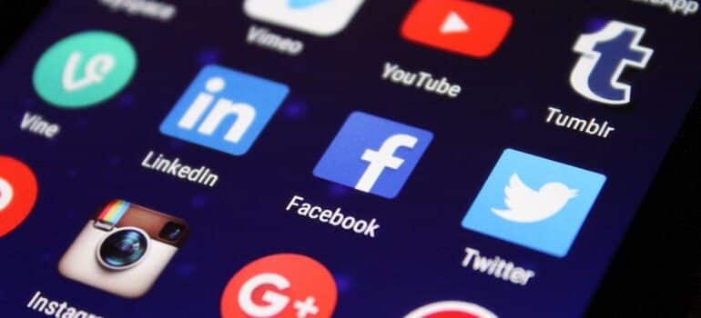 Phone screen showing social media apps.