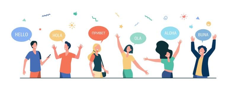 People saying HELLO in different languages
