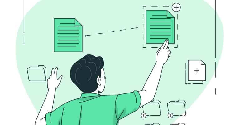 Illustration of a person creating a duplicate file.