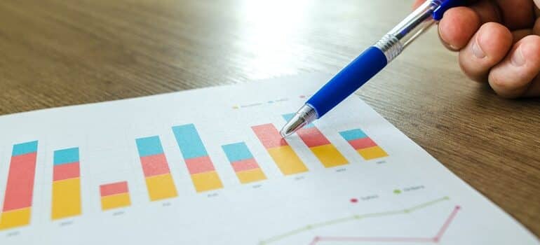 Person observing graphs.