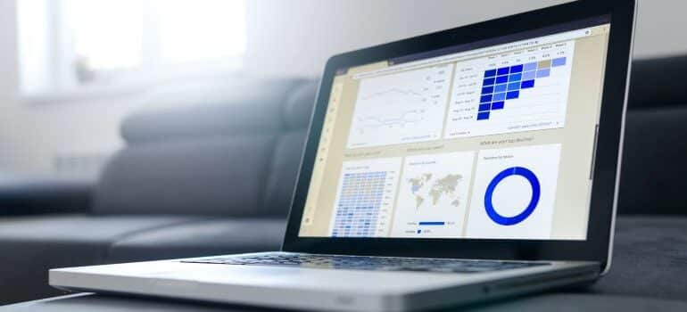 Graphs on a laptop screen