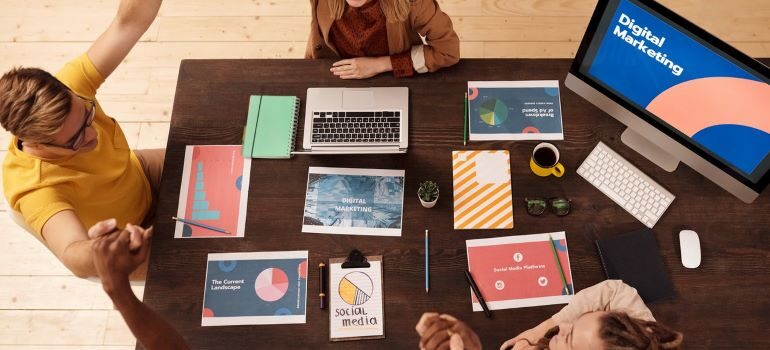 People sitting around a table in an office
