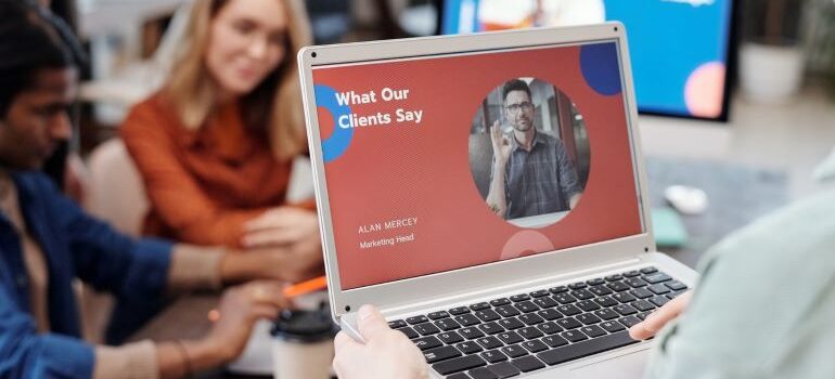 Person looking at testimonials section on a random website.
