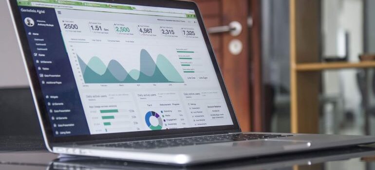 Laptop with data on it.