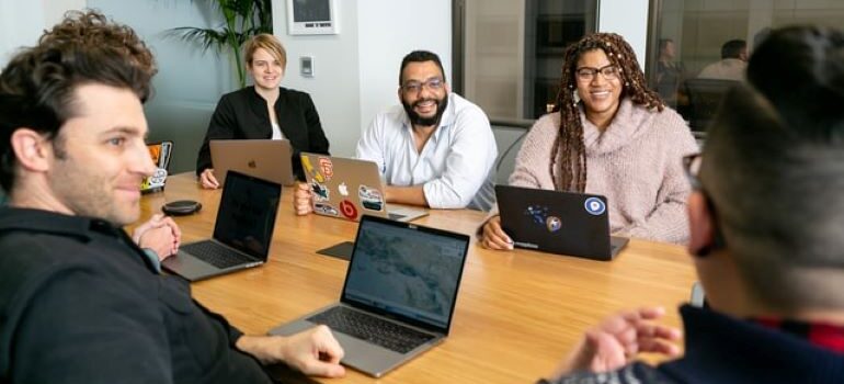 Marketing team having a meeting in a meeting room