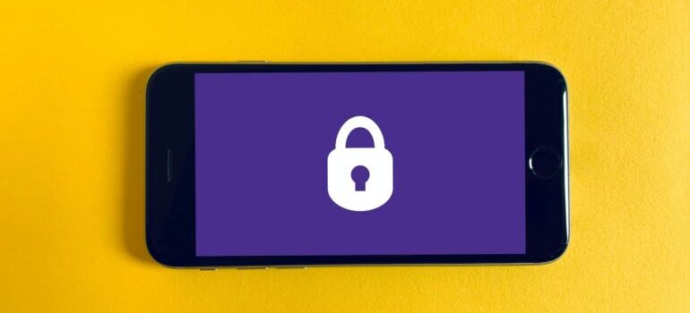 A padlock image displayed on a smartphone.