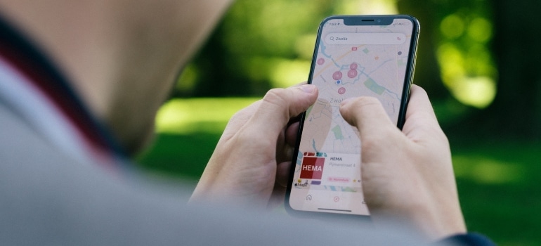 Person using Google maps on their phone