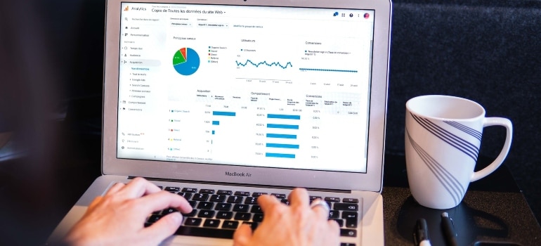 Person using Google Analytics on their laptop