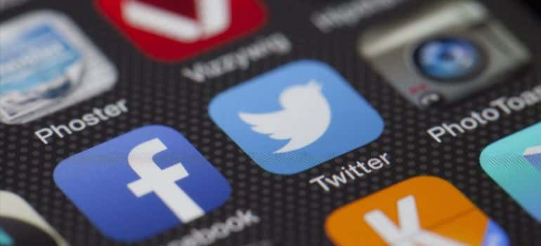 social media icons on a phone