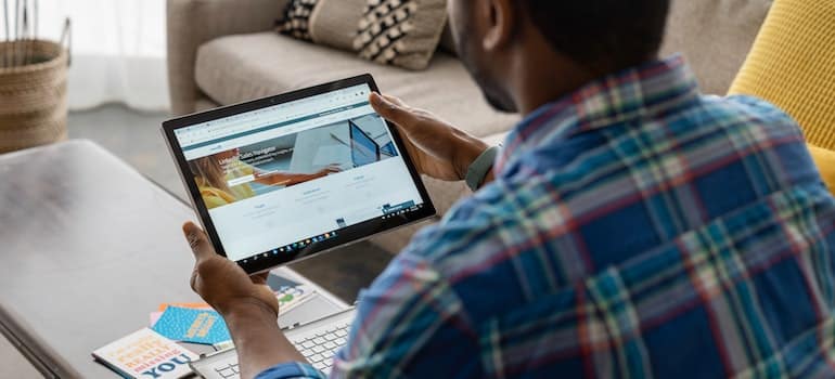 A person looking at a LinkedIn page