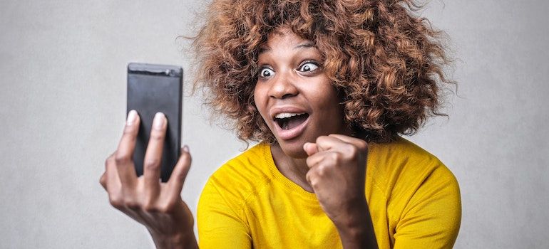 Woman looking at her phone