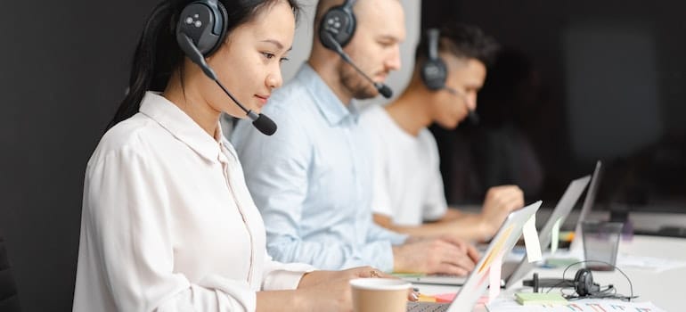 people working in a call center