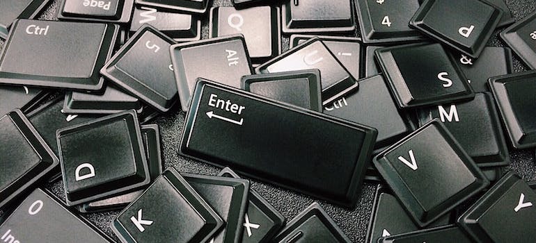 Separated keys of a keyboard