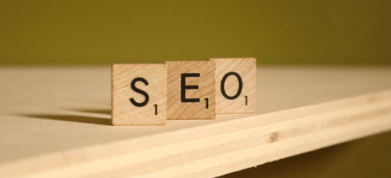 3 wooden blocks that spell SEO