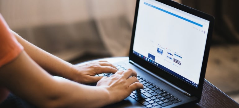 a person typing something