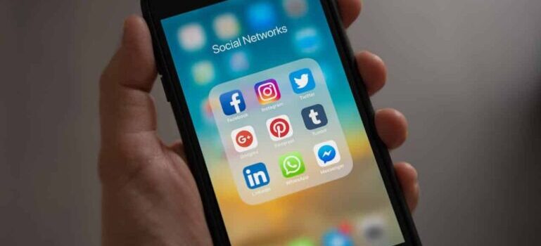 social media icons on screen