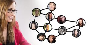 Images of different members of the team, all linked to each other.