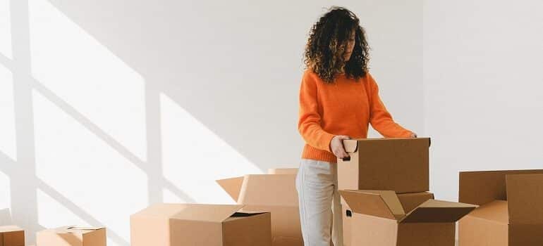 Woman preparing for a move.