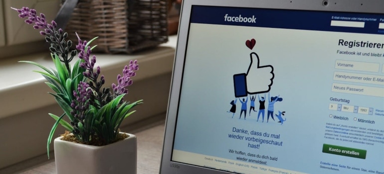 facebook on a laptop screen 