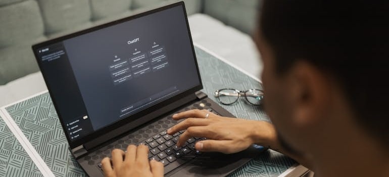 A person using ChatGPT after exploring AI tips for moving company Google Profiles